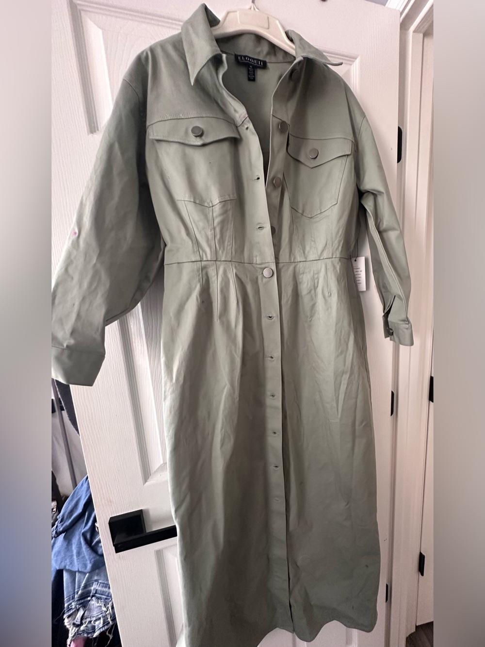 Eloquii Sage Green Maxi Shirt Dress
